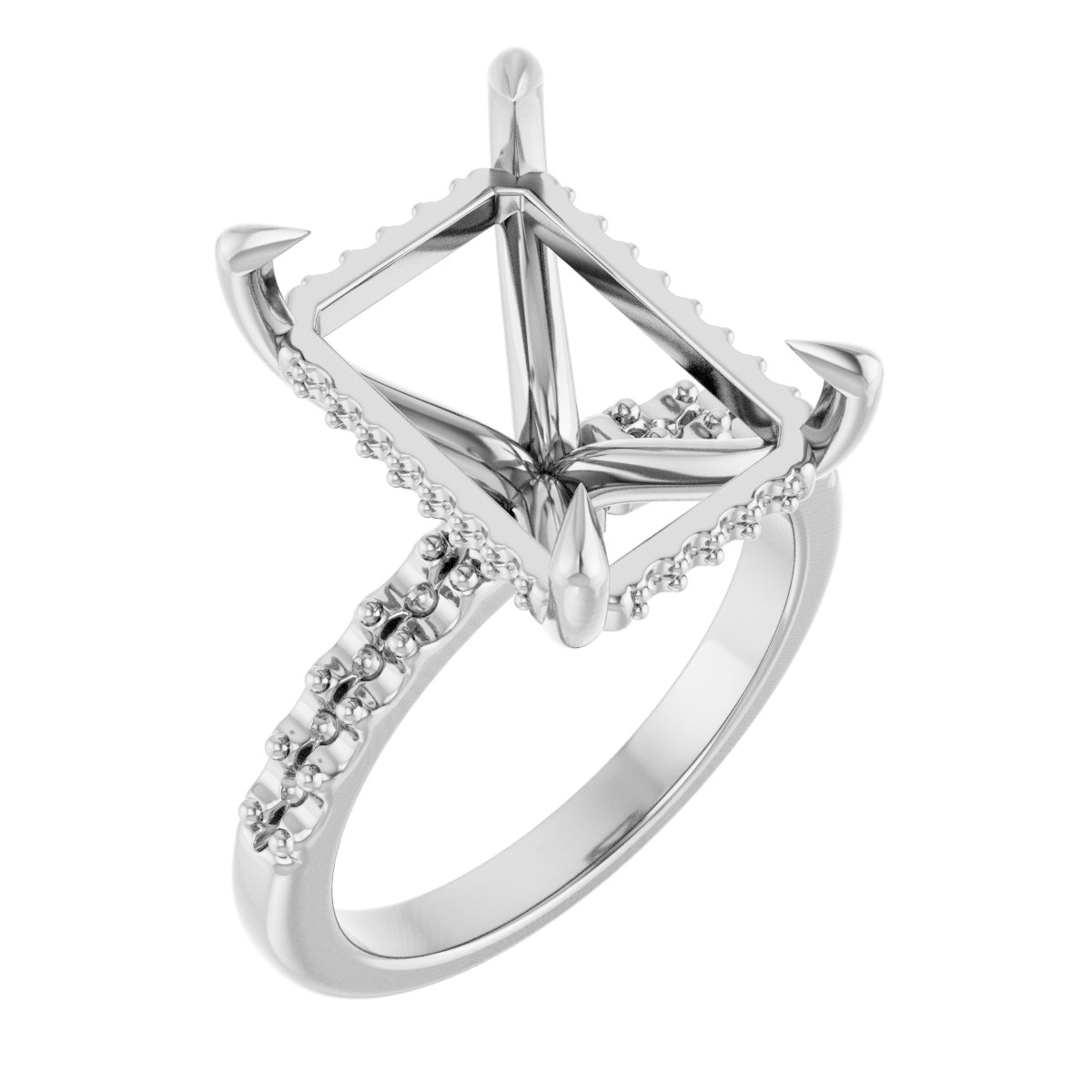 Claw-Prong Hidden Halo-Style Engagement Ring
