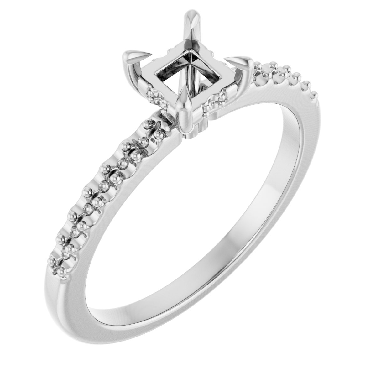 Claw-Prong Hidden Halo-Style Engagement Ring