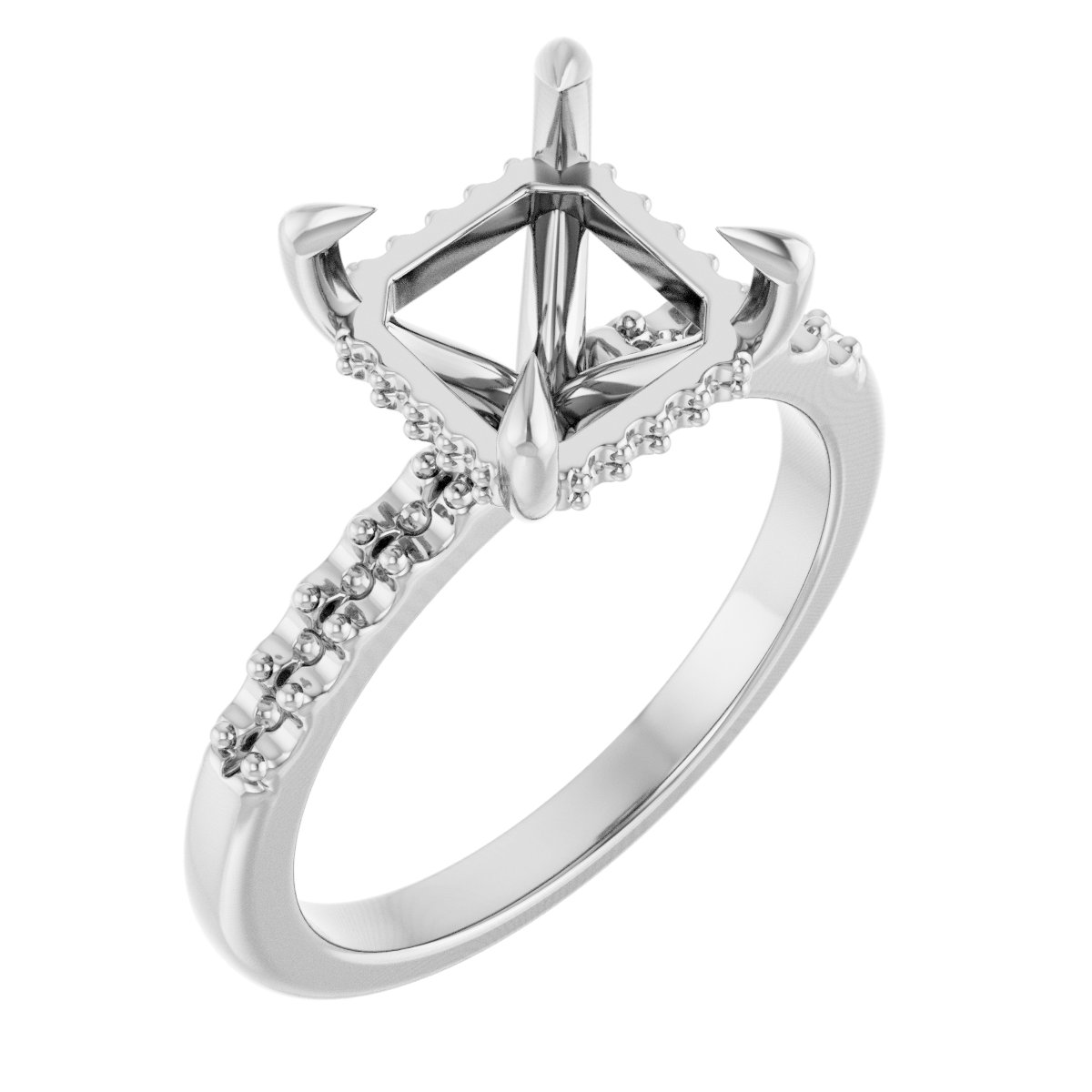 Claw-Prong Hidden Halo-Style Engagement Ring