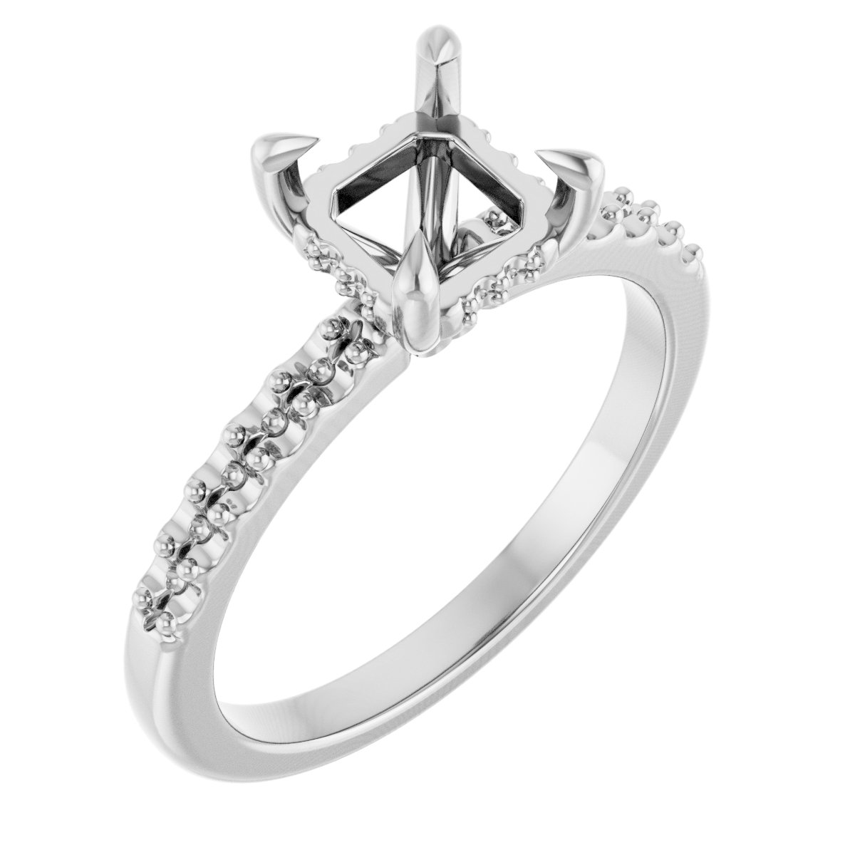 Claw-Prong Hidden Halo-Style Engagement Ring