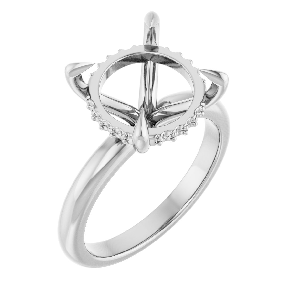 Claw-Prong Hidden Halo-Style Engagement Ring