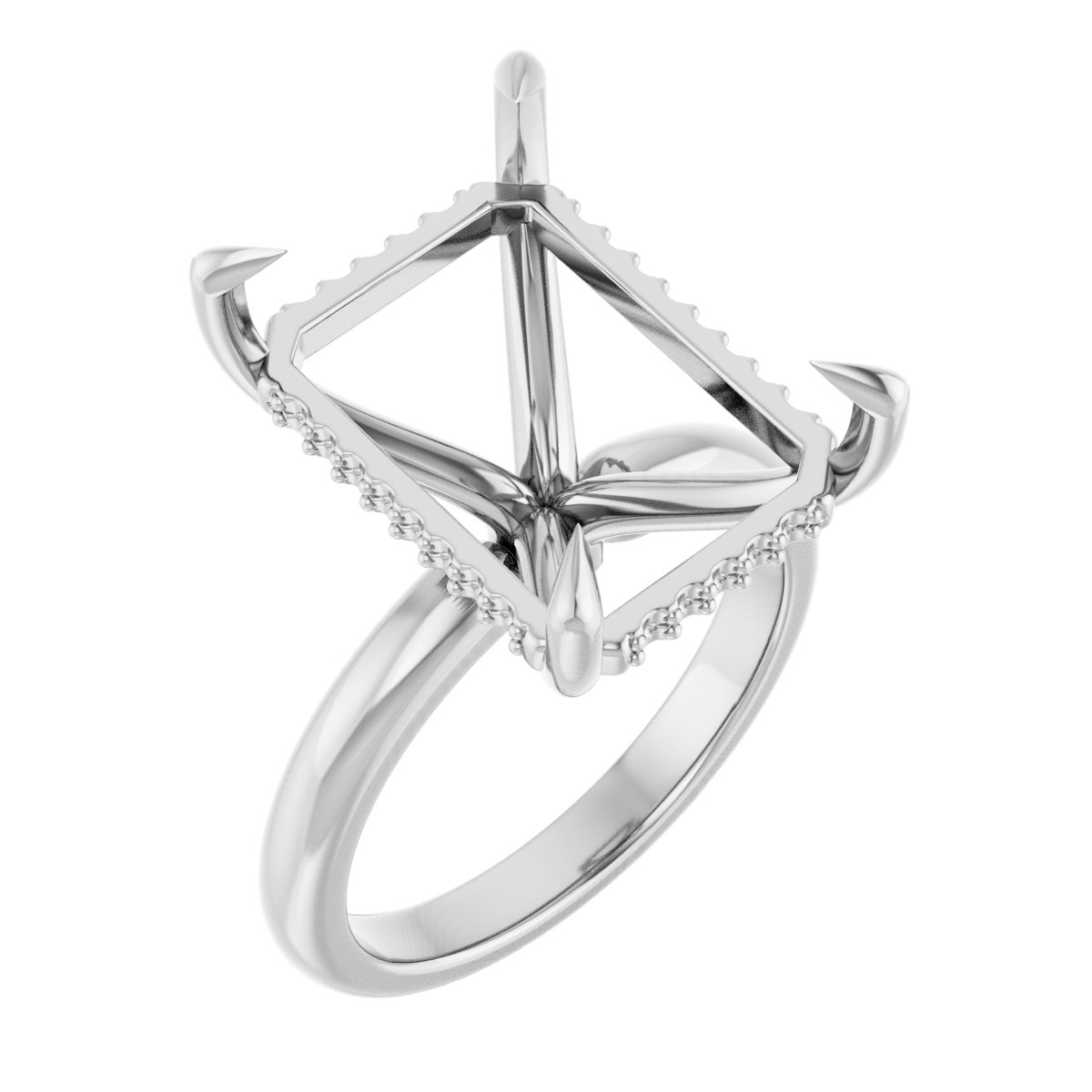 Claw-Prong Hidden Halo-Style Engagement Ring
