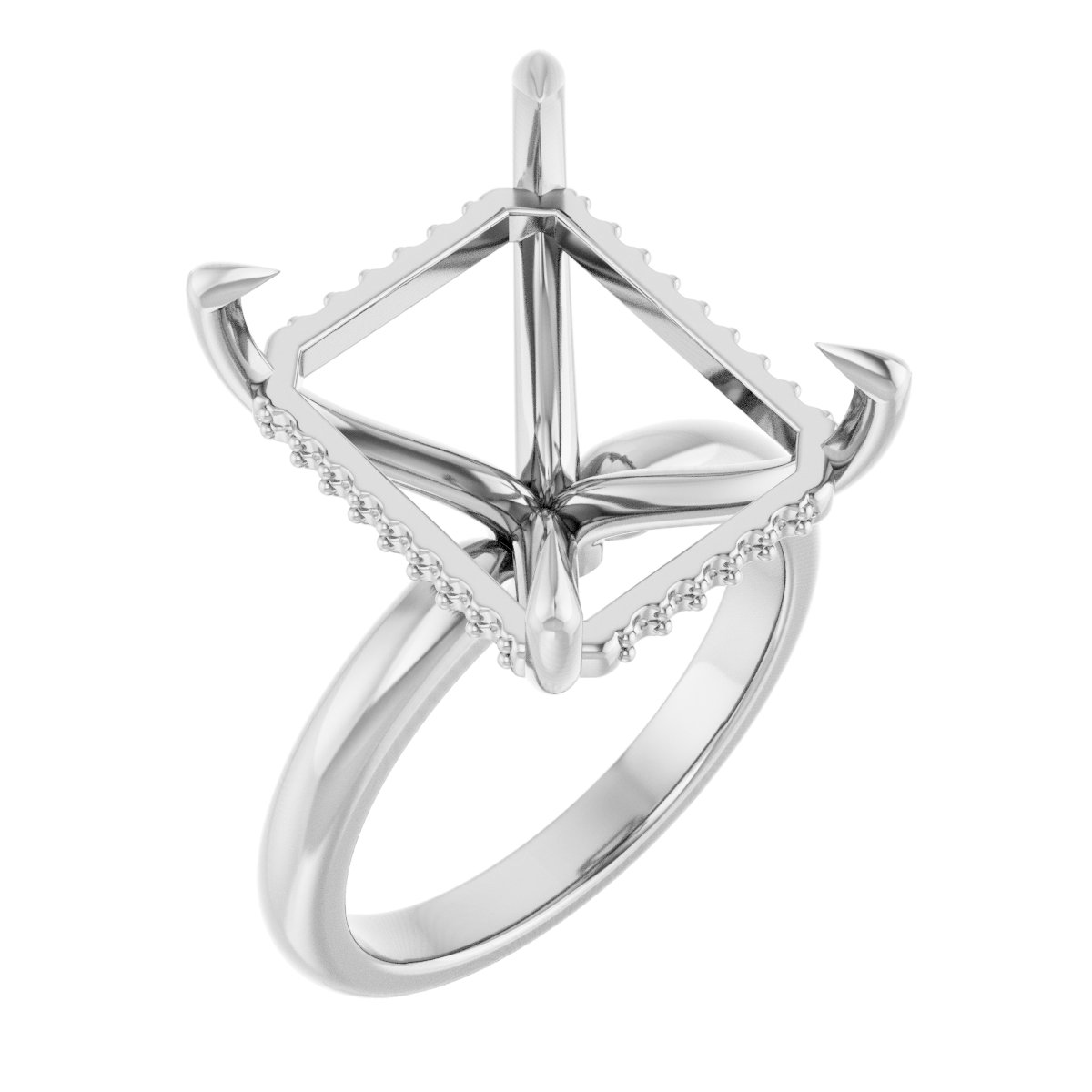 Claw-Prong Hidden Halo-Style Engagement Ring
