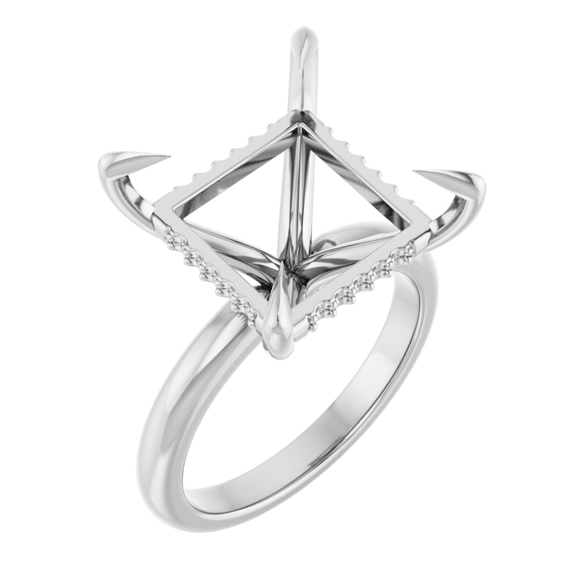 Claw-Prong Hidden Halo-Style Engagement Ring