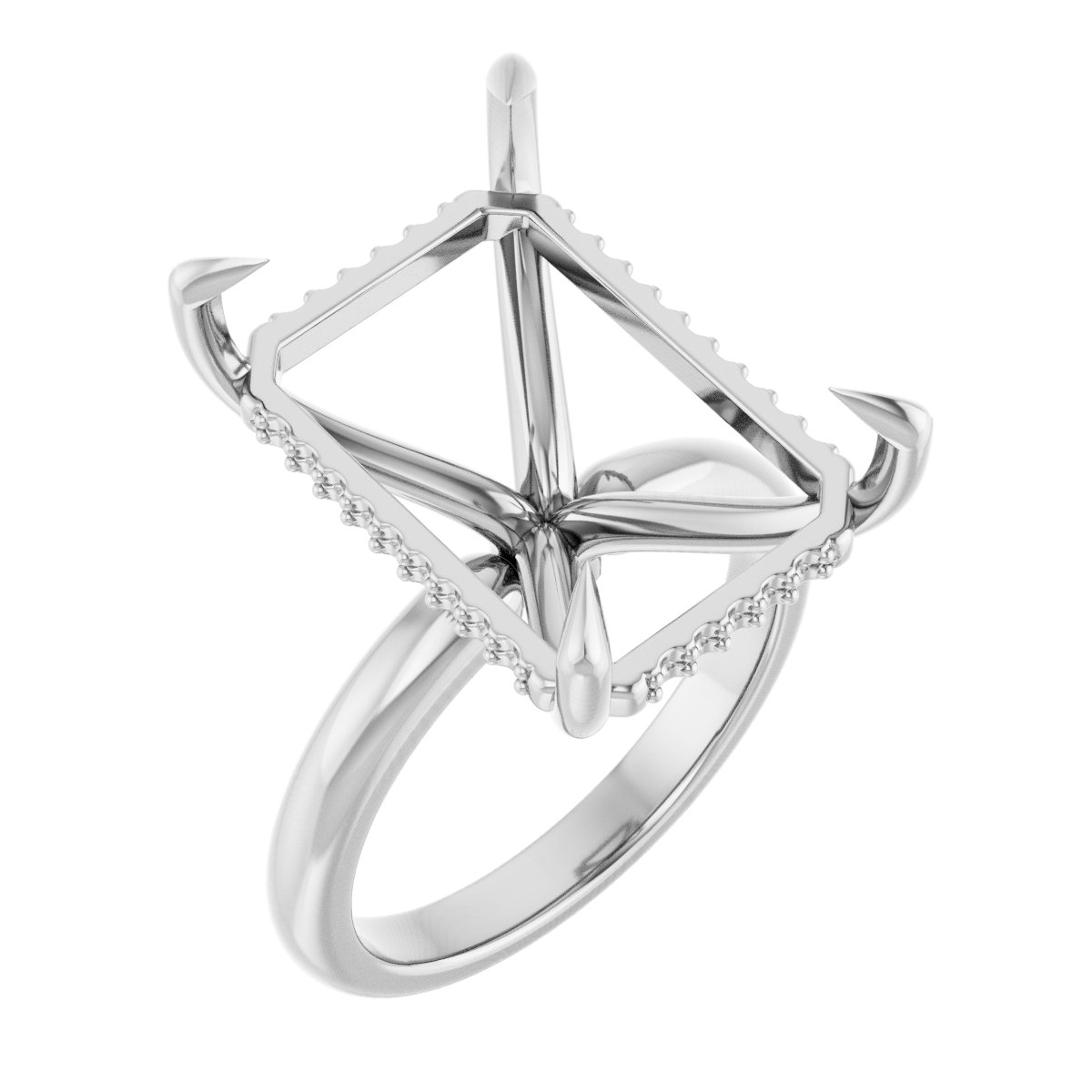 Claw-Prong Hidden Halo-Style Engagement Ring
