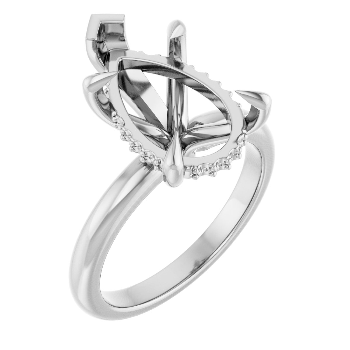 Claw-Prong Hidden Halo-Style Engagement Ring