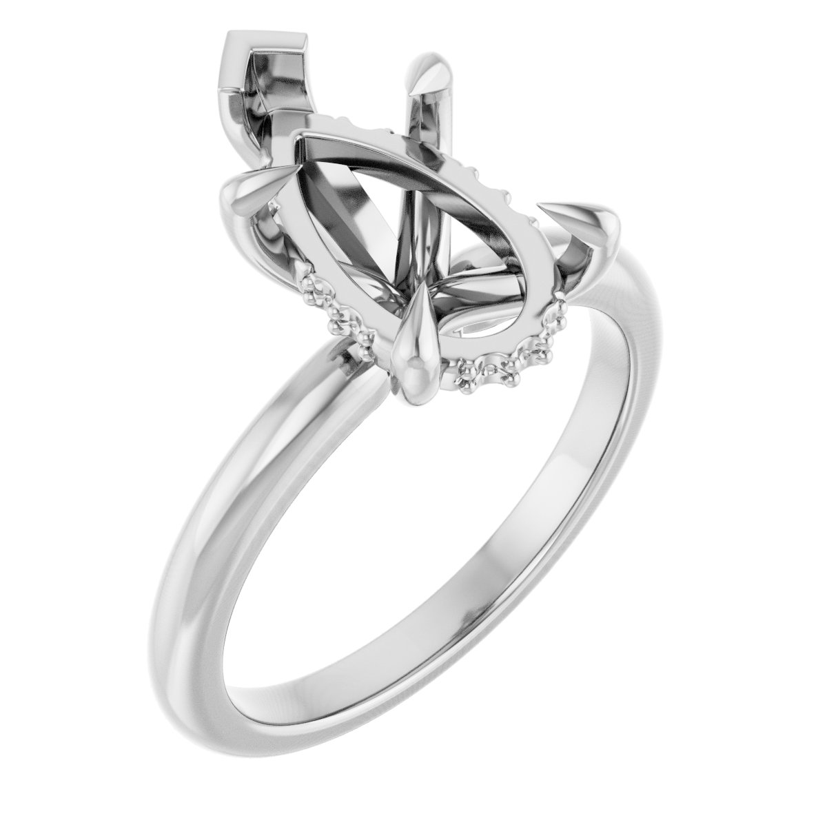 Claw-Prong Hidden Halo-Style Engagement Ring