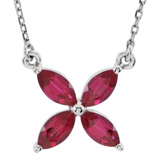 14K White Lab-Grown Ruby 16" Necklace