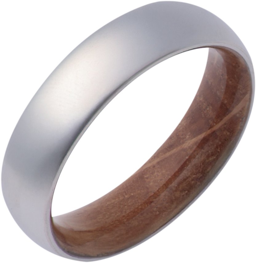 Whiskey Barrel Wood Interior Sleeve Comfort-Fit Half-Round Band