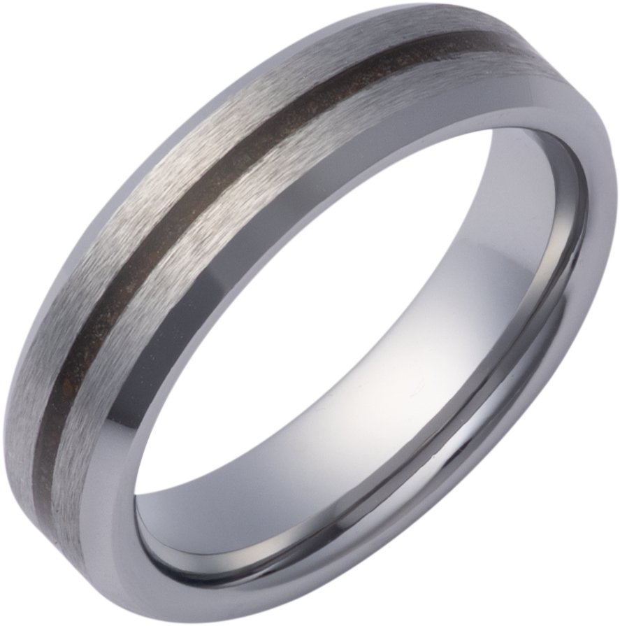 Crushed Red Dino Inlay Comfort-Fit Beveled-Edge Band with Satin Finish