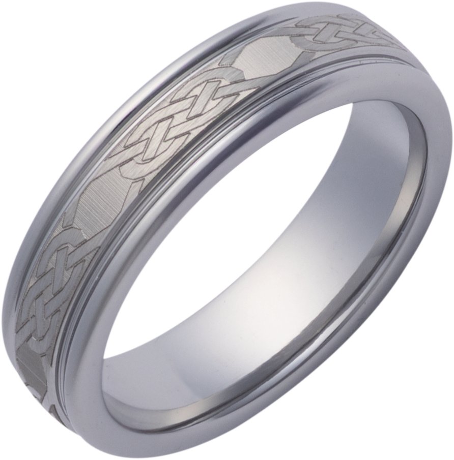 Engraved Celtic-Inspired Knot Comfort-Fit Band with Satin Finish