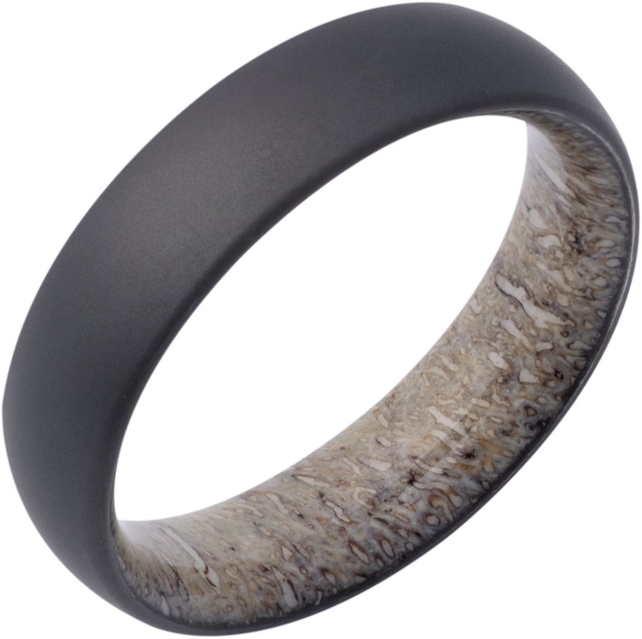 Elk Antler Interior Sleeve Comfort-Fit Half-Round Band with Matte Finish