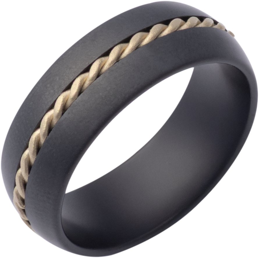 Rope Inlay Comfort-Fit Half-Round Band with Satin Finish