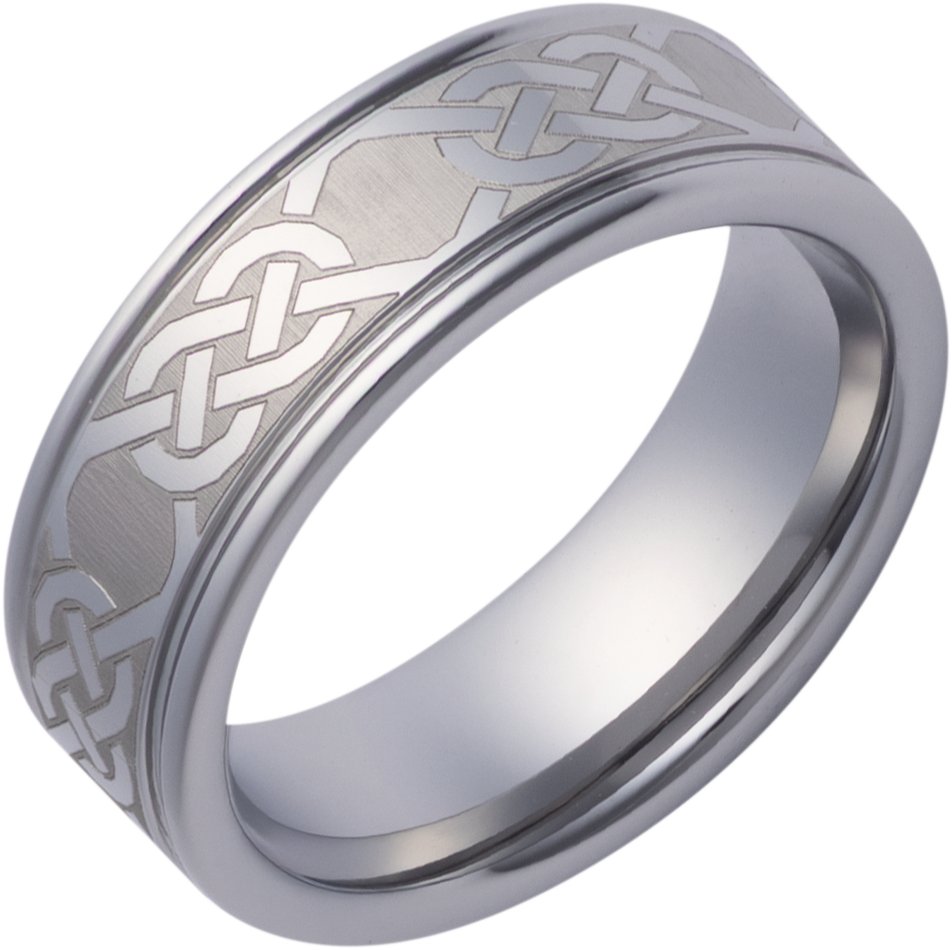 Engraved Celtic-Inspired Knot Comfort-Fit Band with Satin Finish