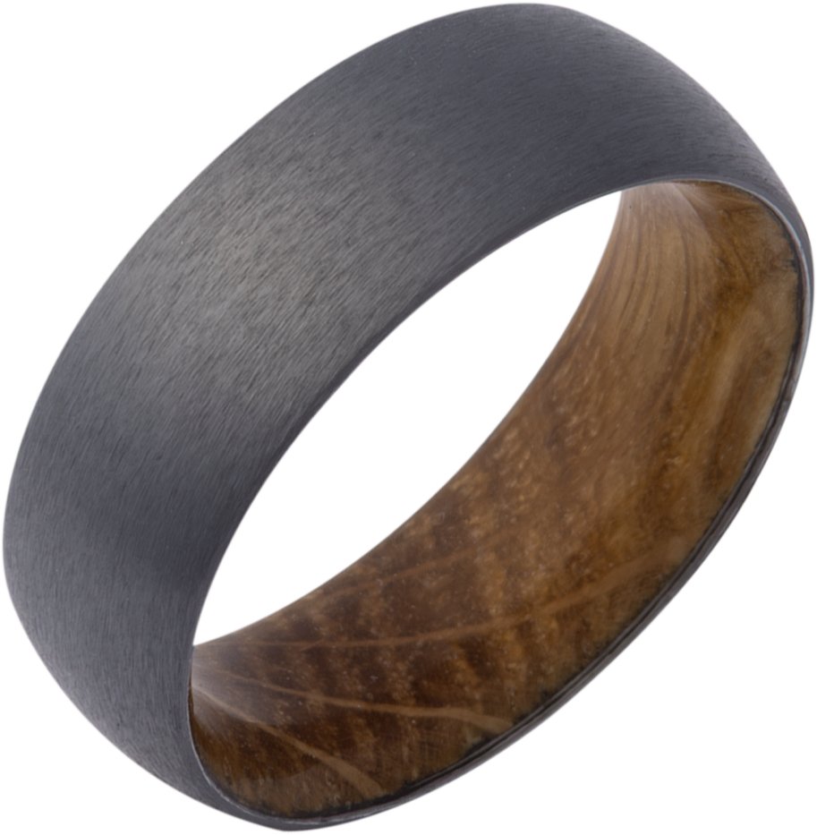 Whiskey Barrel Wood Interior Sleeve Comfort-Fit Half-Round Band