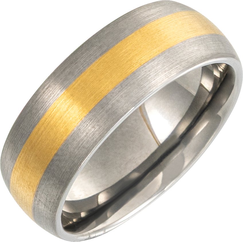 Inlay Comfort-Fit Half Round Band with Satin Finish