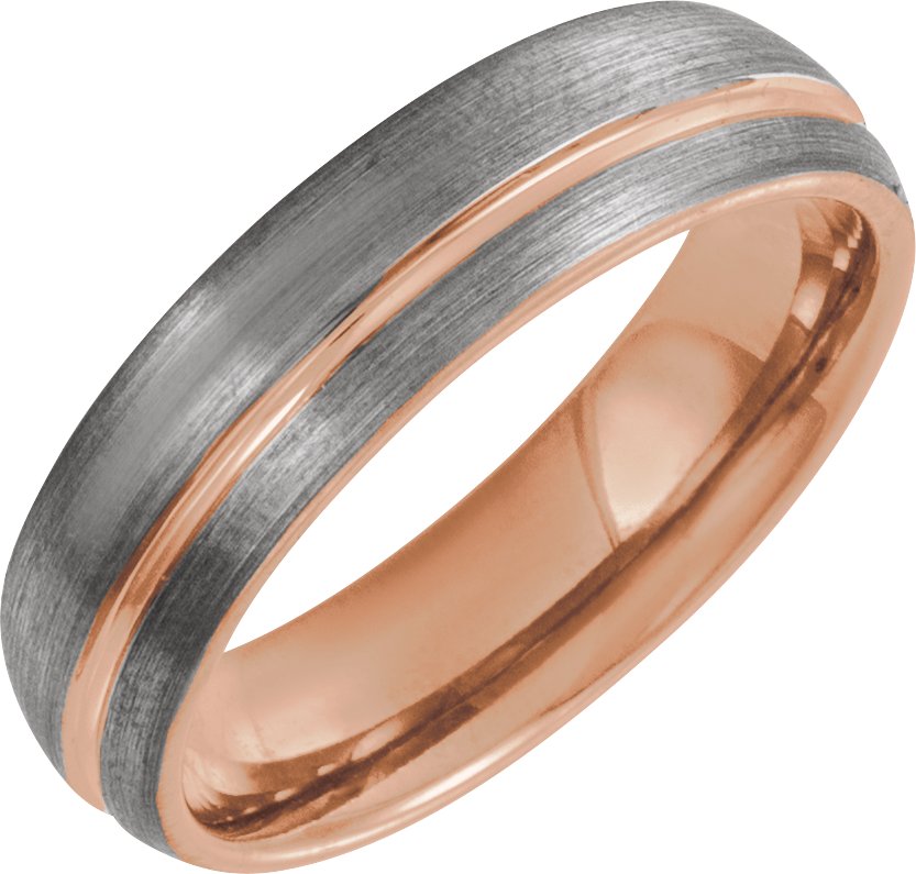 Grooved Half Round Comfort-Fit Band with Satin Finish