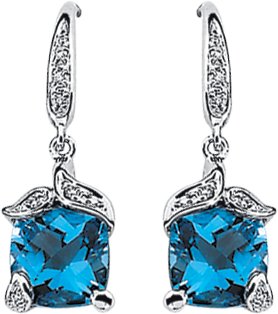 14K Yellow Swiss Blue Topaz and .06 CTW Diamond Earrings Ref 11988190