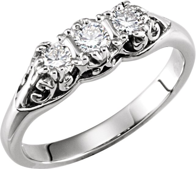 Platinum 3 Stone Diamond Ring .33 CTW Ref 889782