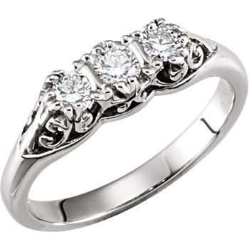 Platinum 3 Stone Diamond Ring .33 CTW Ref 889782