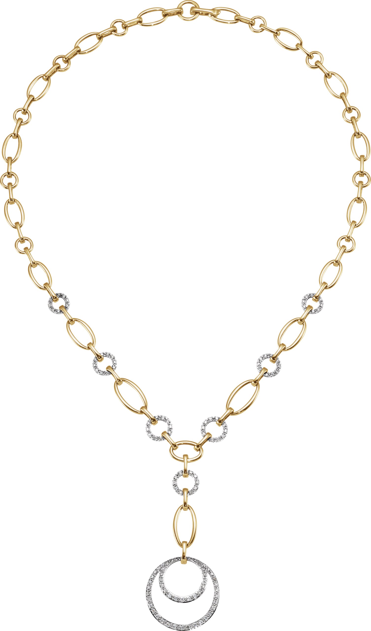 14K Yellow & 14K White 5/8 CTW Diamond 16" Necklace with 2" Drop