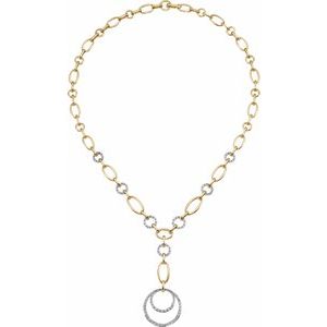 14K Yellow & 14K White 5/8 CTW Diamond 16" Necklace with 2" Drop