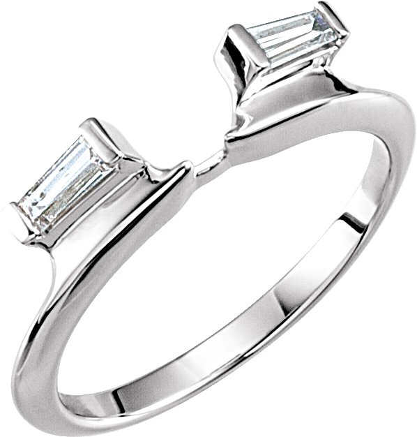 14K White .20 CTW Diamond Baguette Wrap Style Ring Enhancer Ref 11033848