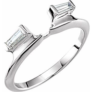 14K White .125 CTW Diamond Baguette Wrap Style Ring Enhancer Ref 11894750