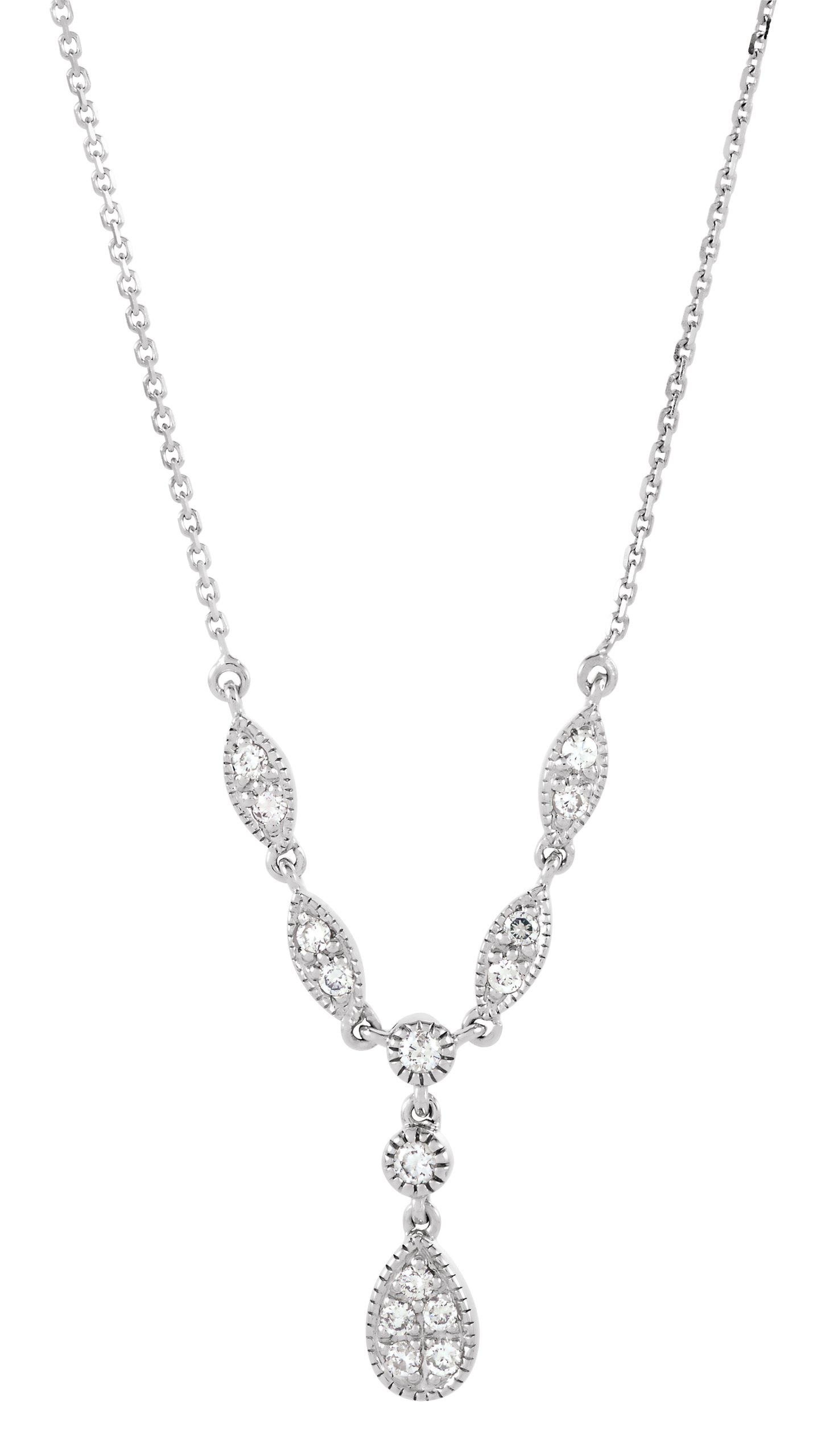 14K White 1/4 CTW Natural Diamond "Y" 18" Necklace