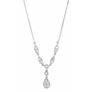 14K White 1/4 CTW Natural Diamond "Y" 18" Necklace