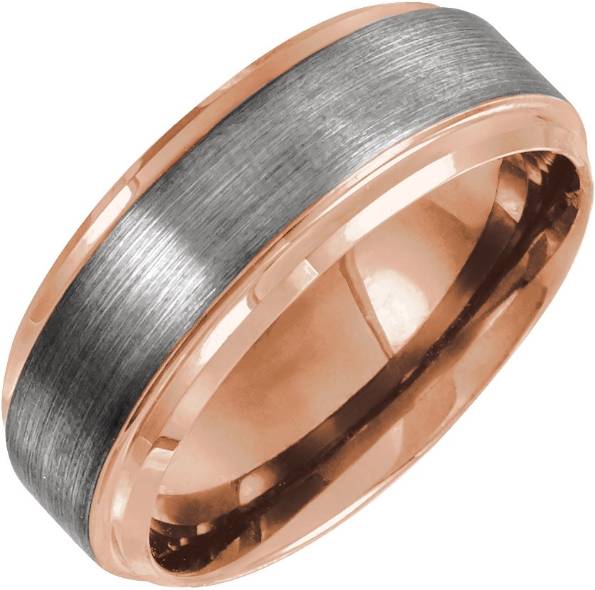 Beveled Stepped-Edge Inlay Comfort-Fit Band with Satin Finish