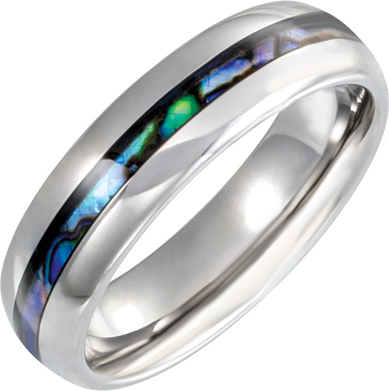 Pearl Shell Inlay Comfort-Fit Half Round Band