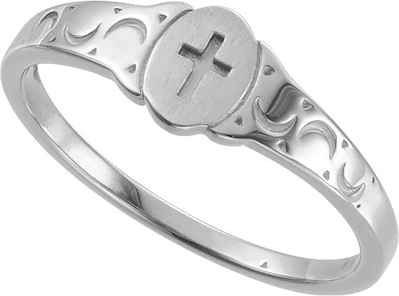 Oval Youth Cross Signet Ring view 4