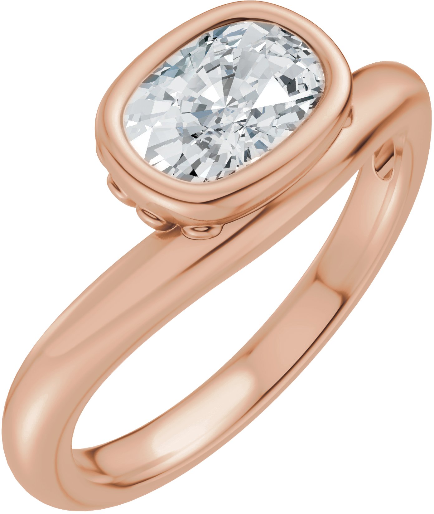 Bezel-Set Solitaire Asymmetric Engagement Ring or Band