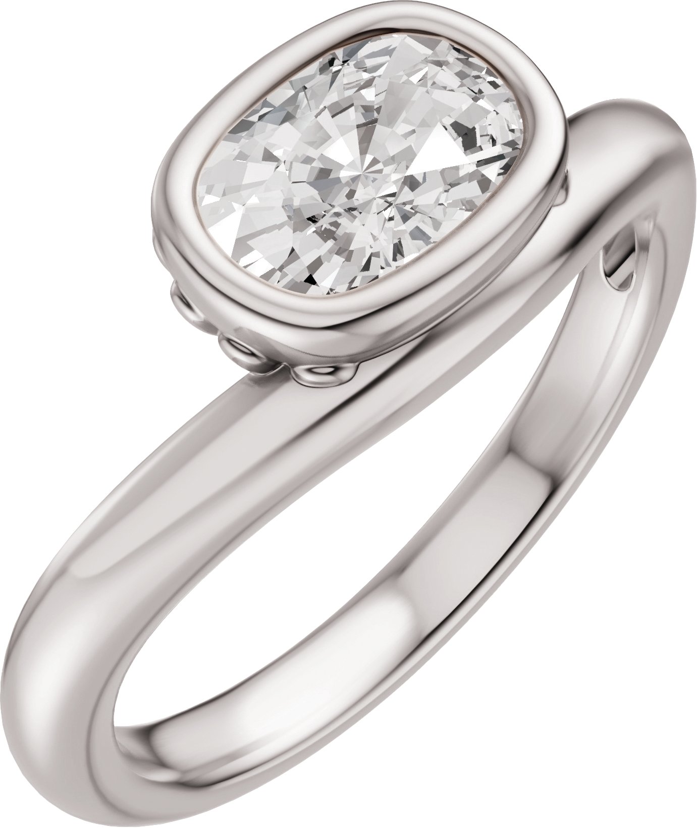 Bezel-Set Solitaire Asymmetric Engagement Ring or Band