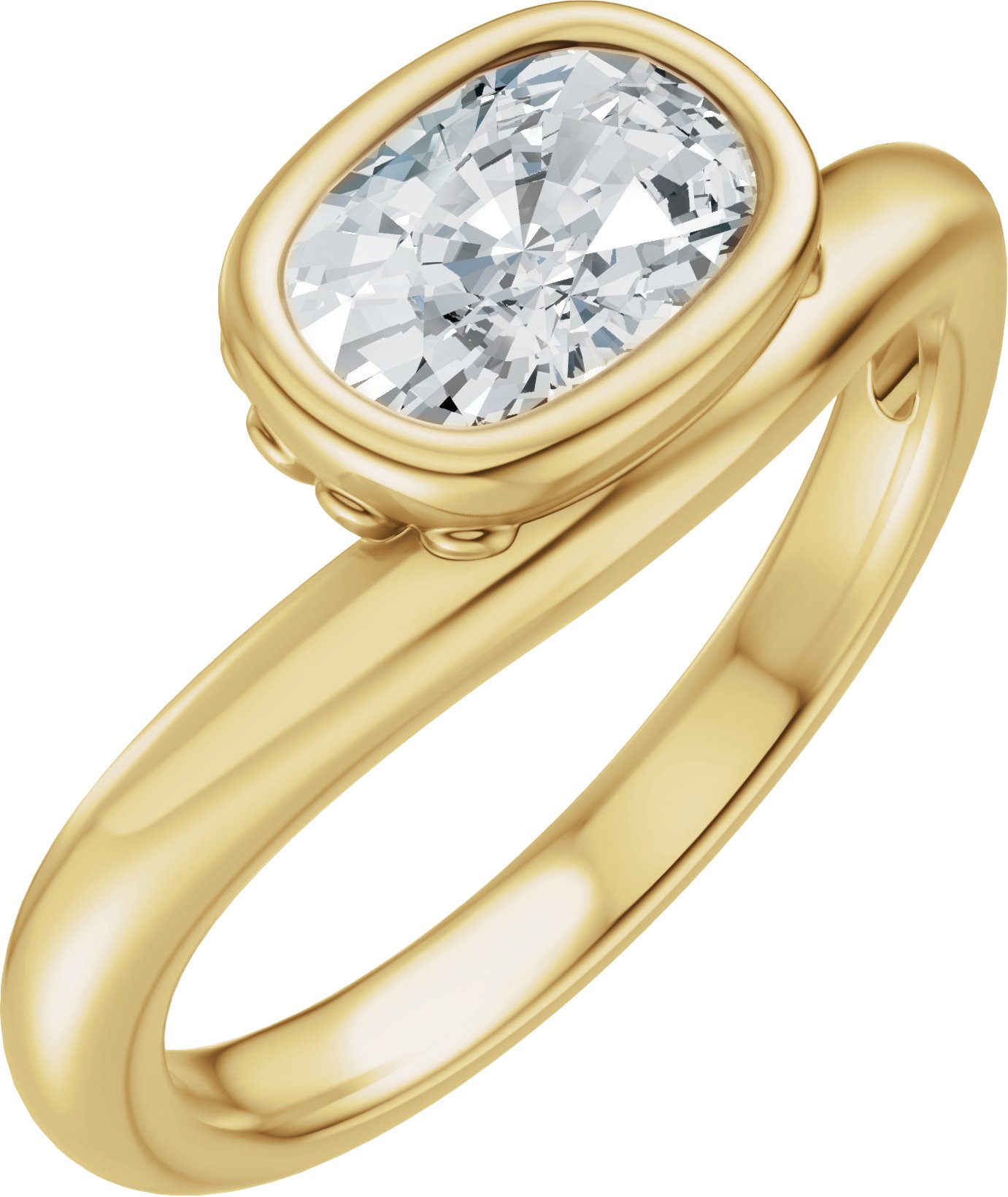 Bezel-Set Solitaire Asymmetric Engagement Ring or Band