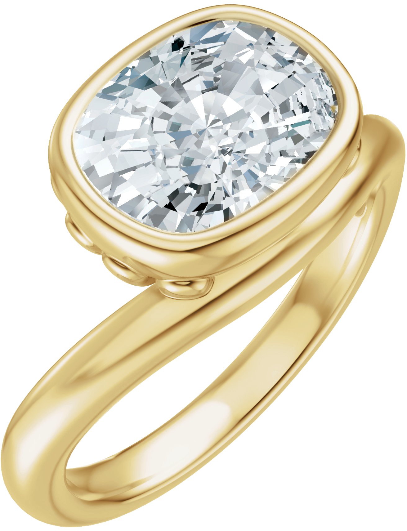 Bezel-Set Solitaire Asymmetric Engagement Ring or Band