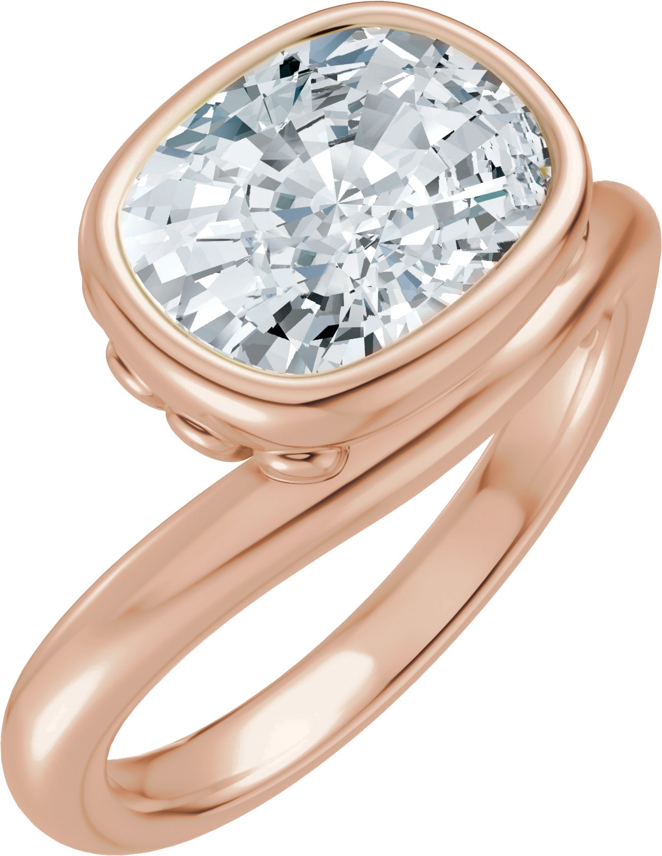 Bezel-Set Solitaire Asymmetric Engagement Ring or Band