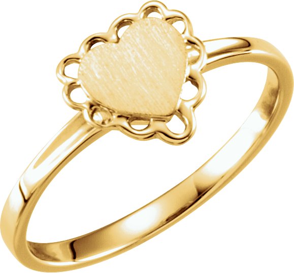 14K Yellow 7x6 mm Heart Signet Ring