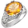 Citrine and Diamond Accented Leaf Design Ring Ref 2987055