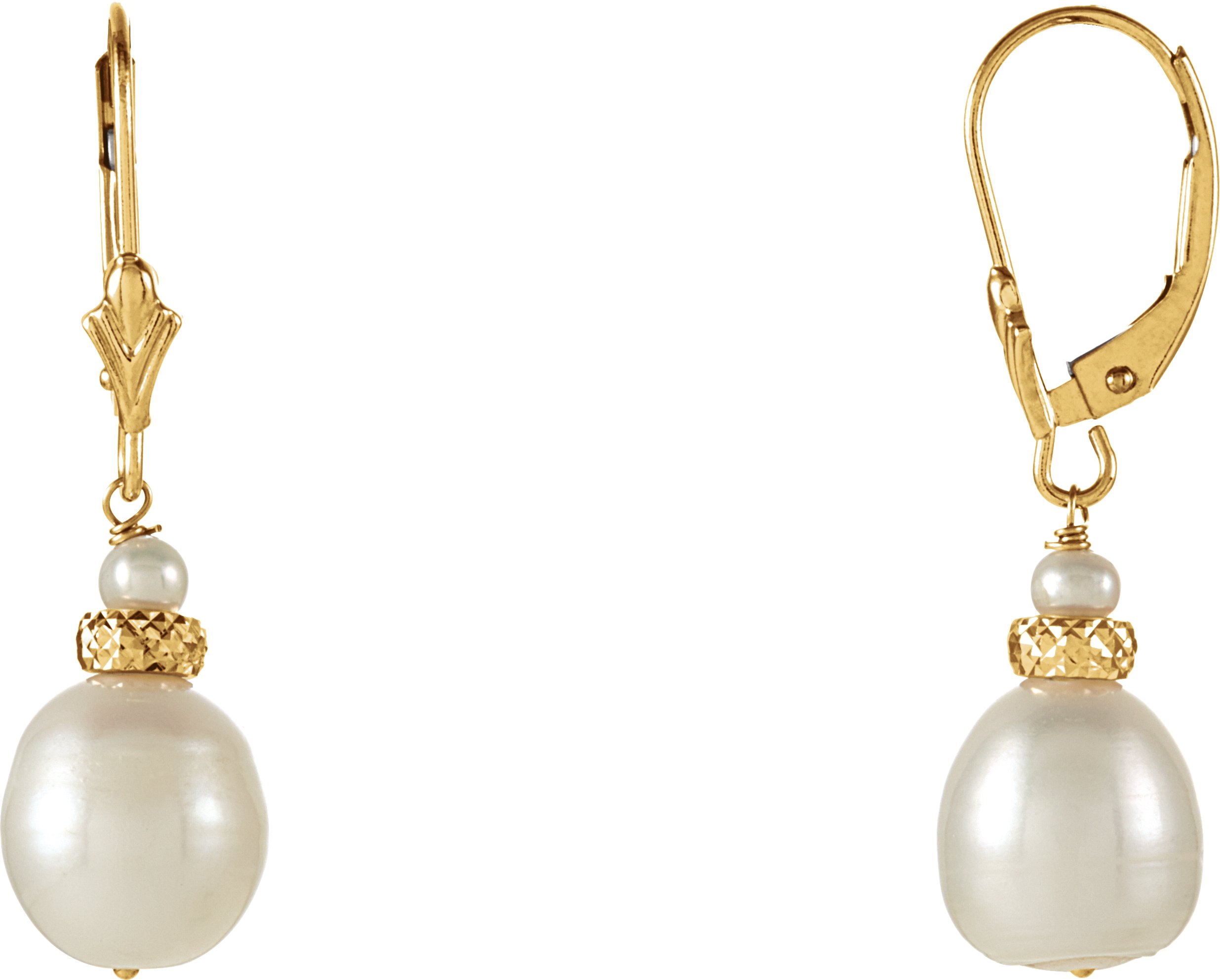 14K Yellow Freshwater Cultured Pearl Earrings Ref. 4965961