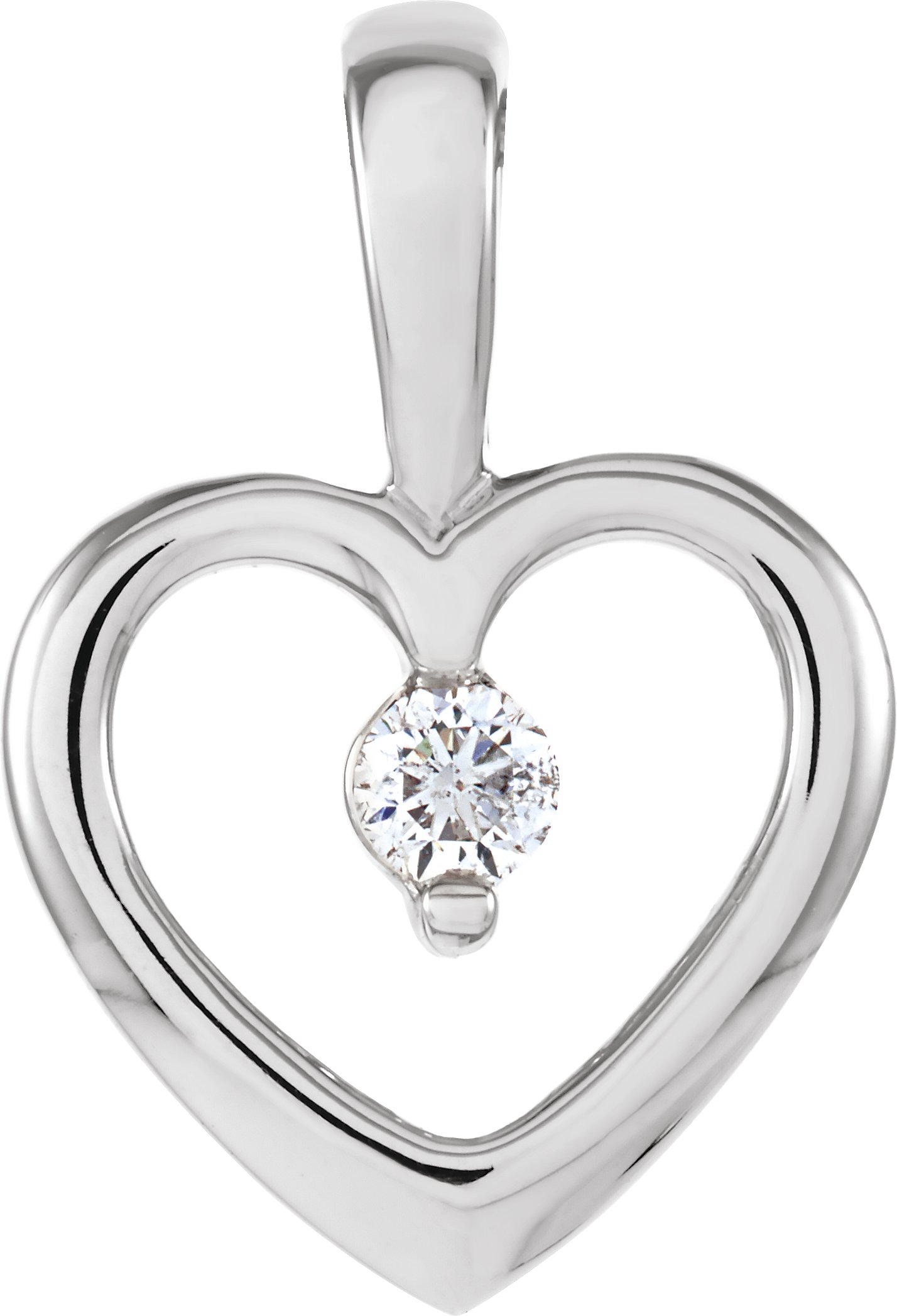 14K White .07 CT Natural Diamond Heart Pendant