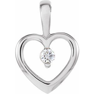 14K White .07 CT Natural Diamond Heart