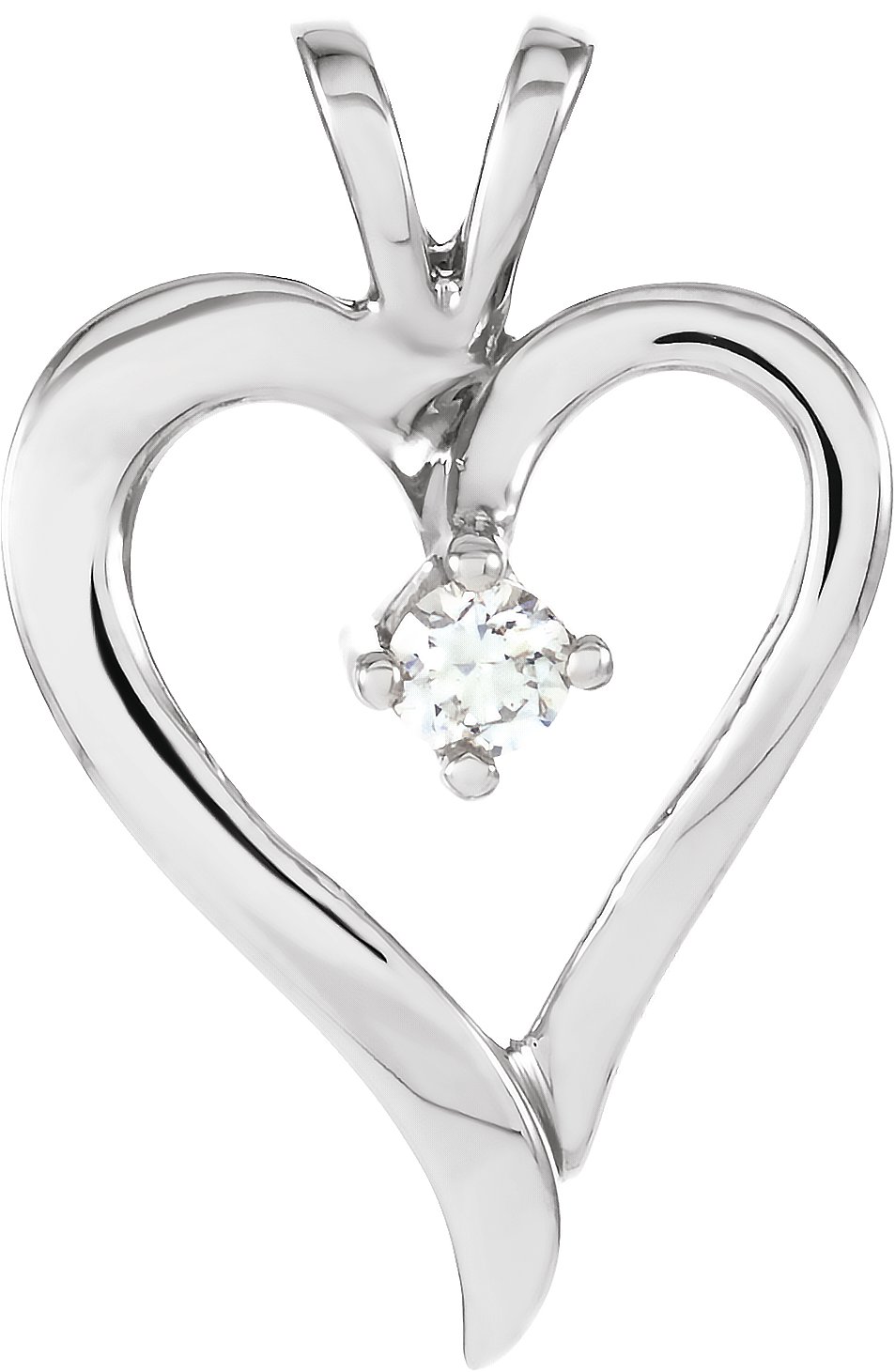 14K White 1/10 CT Natural Diamond Heart Pendant