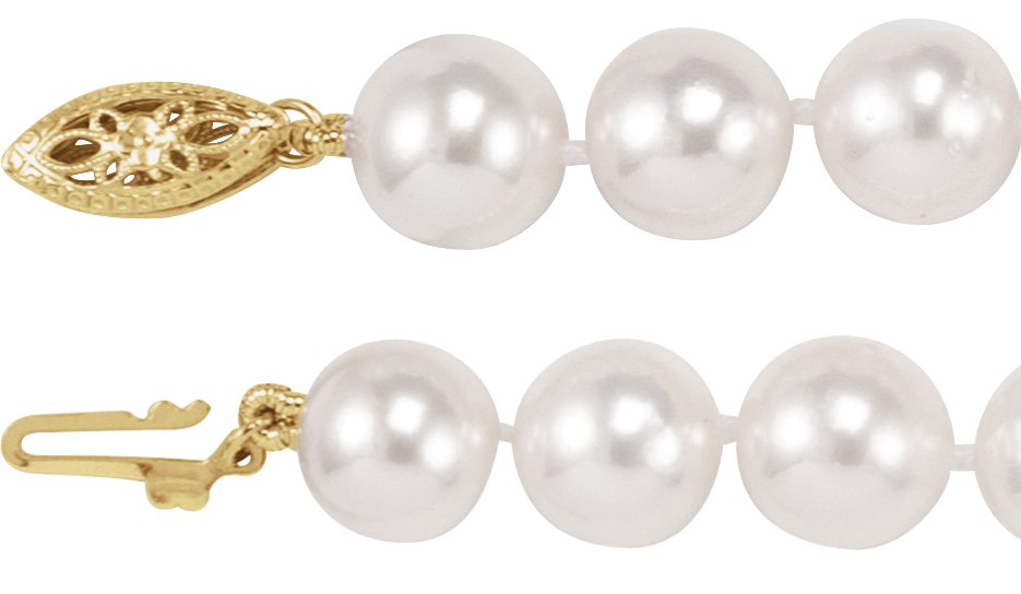 Alternative view of Pearl Necklace – 14K Yellow Gold