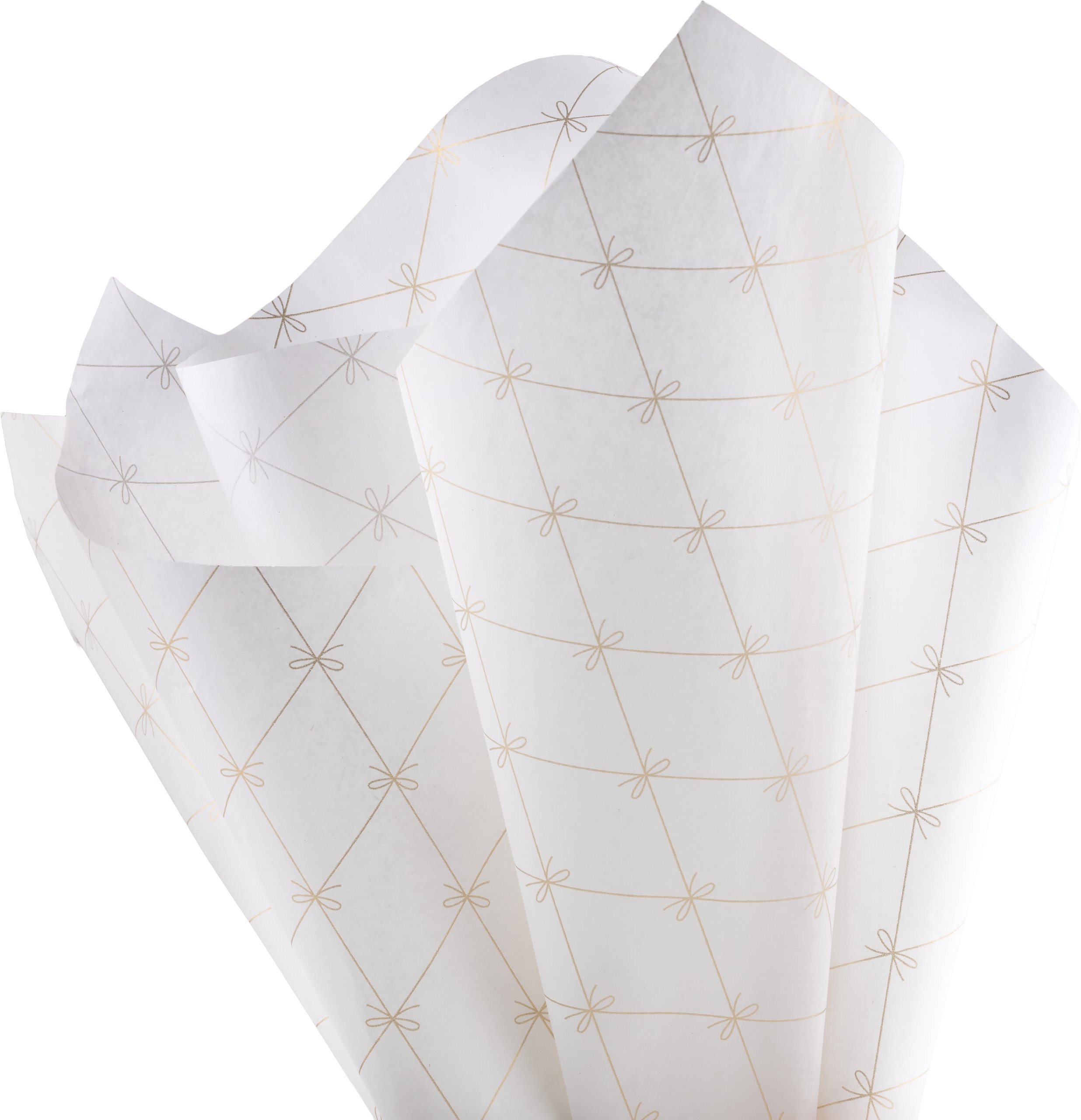 Gold Bows on White Tissue Paper