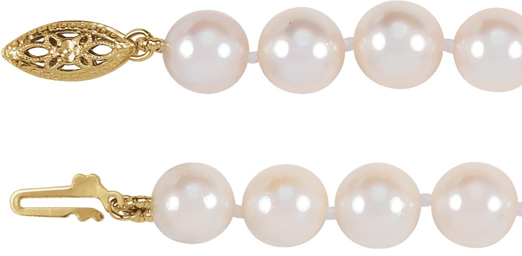 Alternative view of Pearl Necklace – 14K Yellow Gold