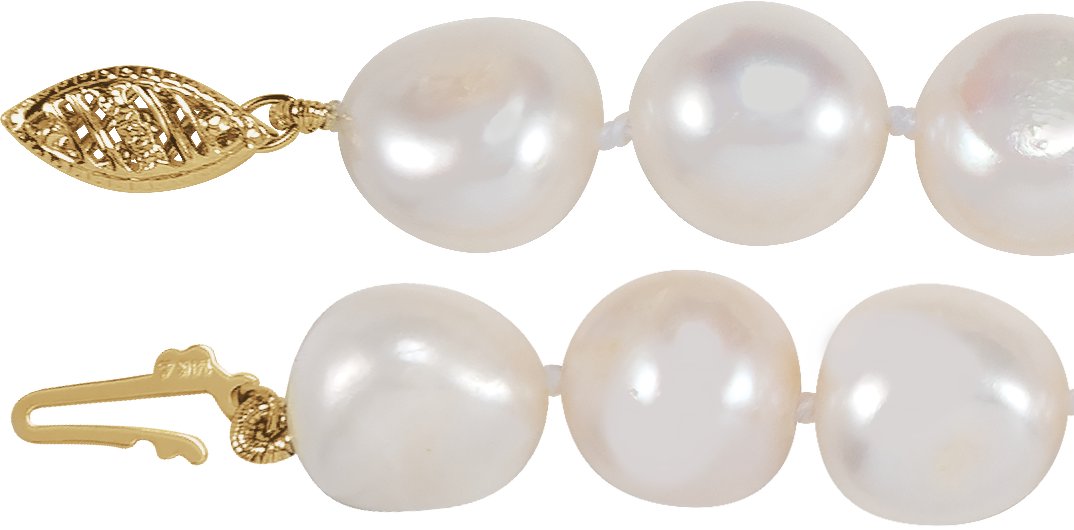 Alternative view of Cultured Freshwater Pearl Necklace – 14K Yellow Gold
