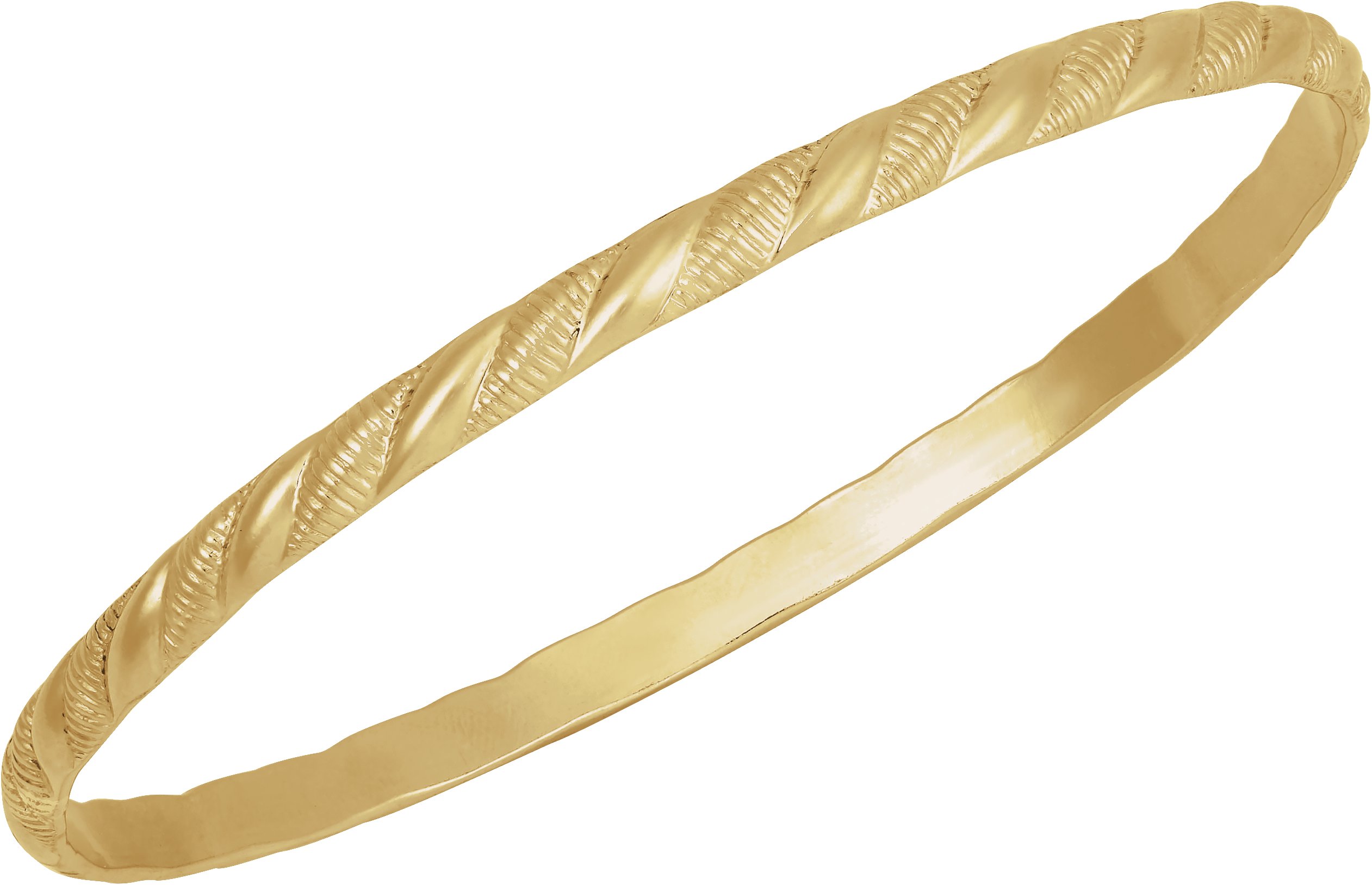 14K Yellow Gold-Filled 4.5 mm Twisted Bangle 7 1/2