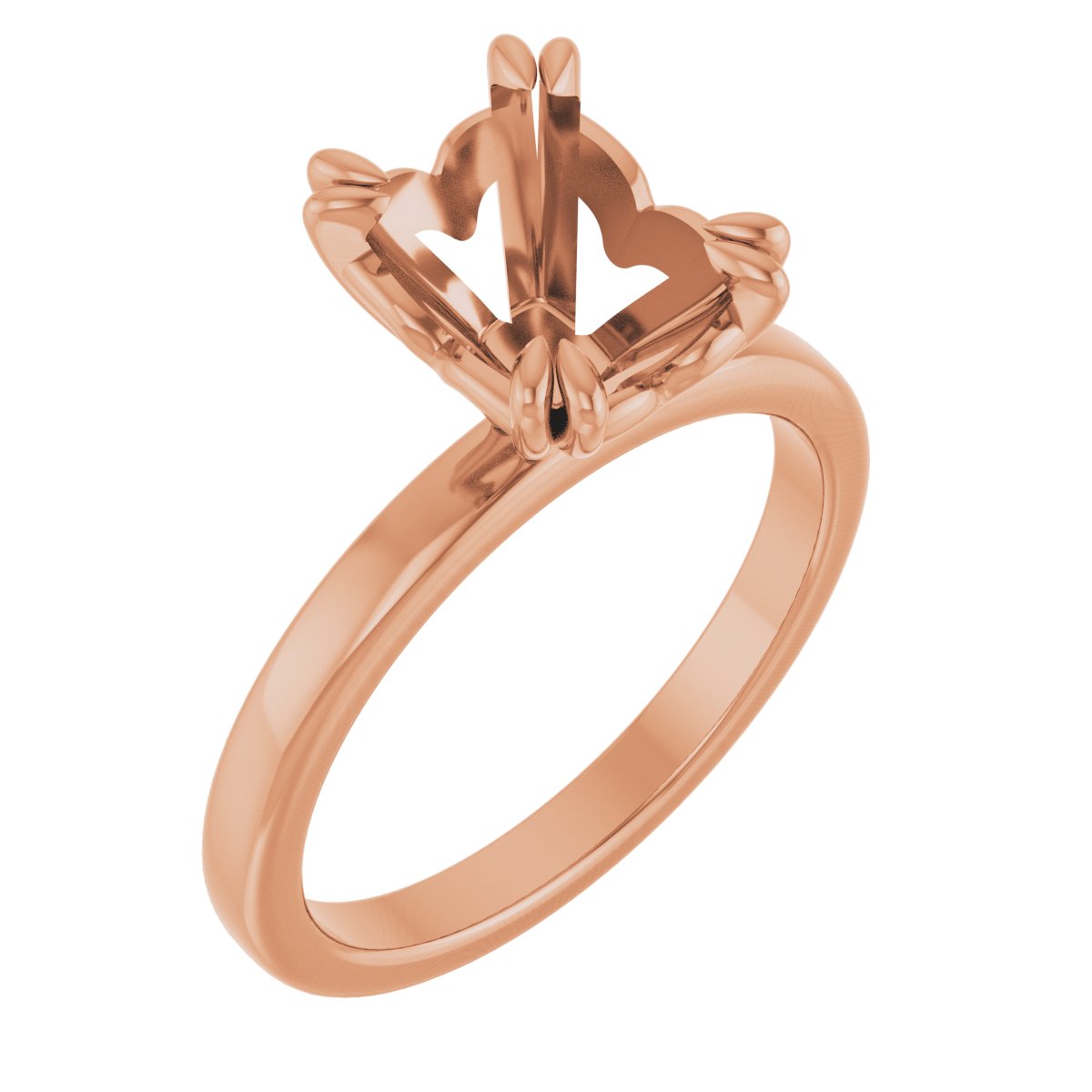 Double Claw-Prong Sculptural Solitaire Engagement Ring